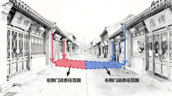 门店“门前三包”责任范围示意图。