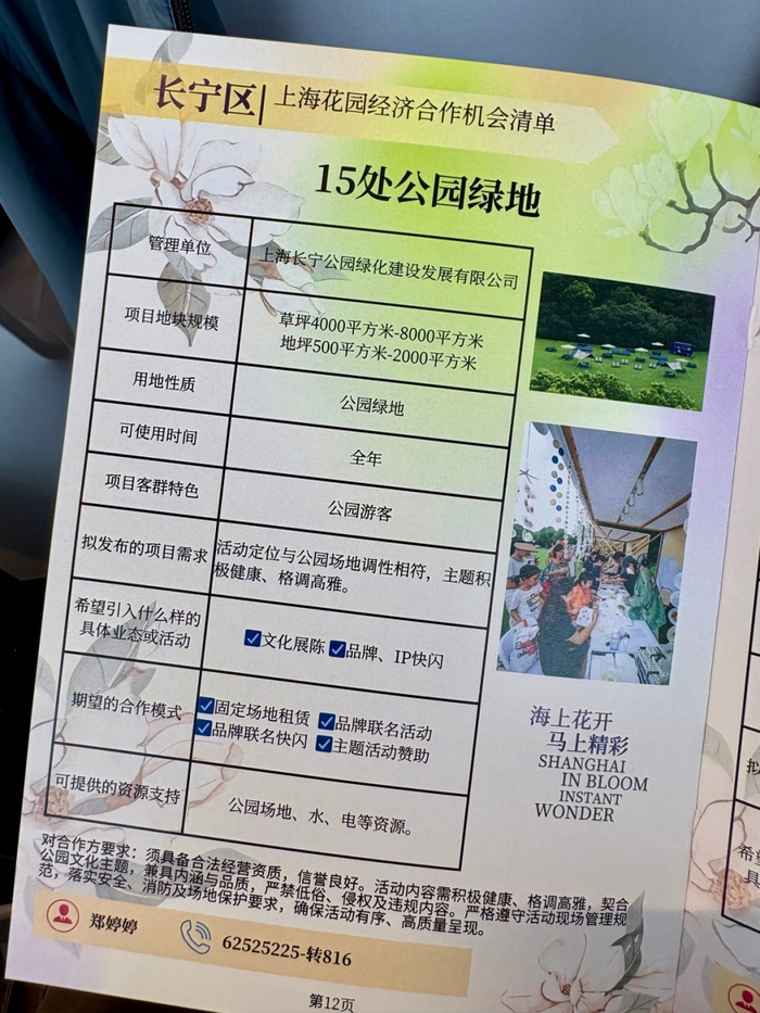 《上海花园经济合作机会清单》内容