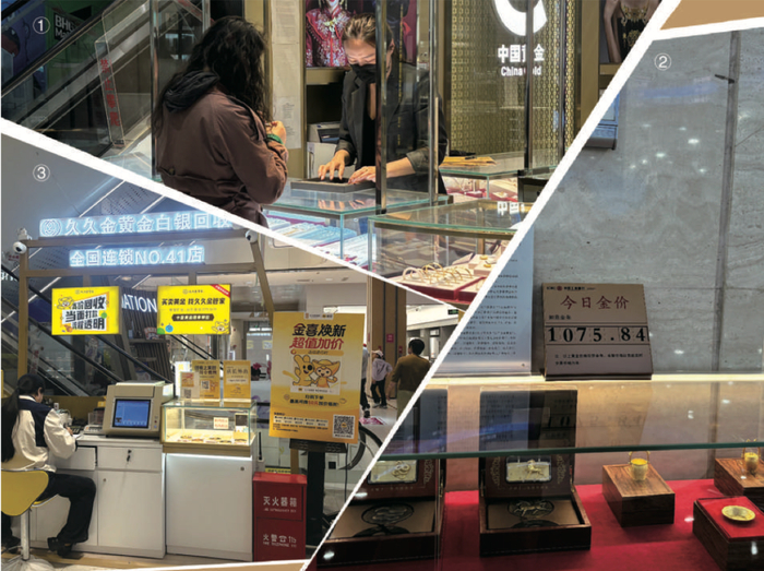 图①消费者在某品牌金店购买黄金饰品