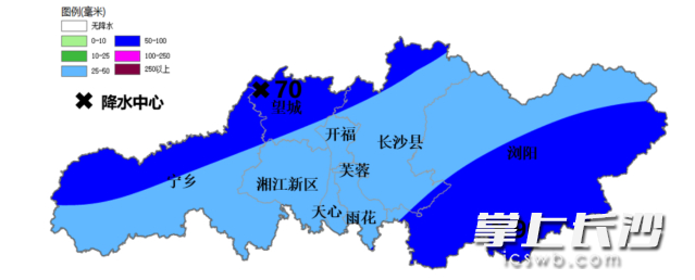 4月27日20时到28日20时降雨量预报图（单位：毫米）。长沙晚报通讯员 吴瑕 供图