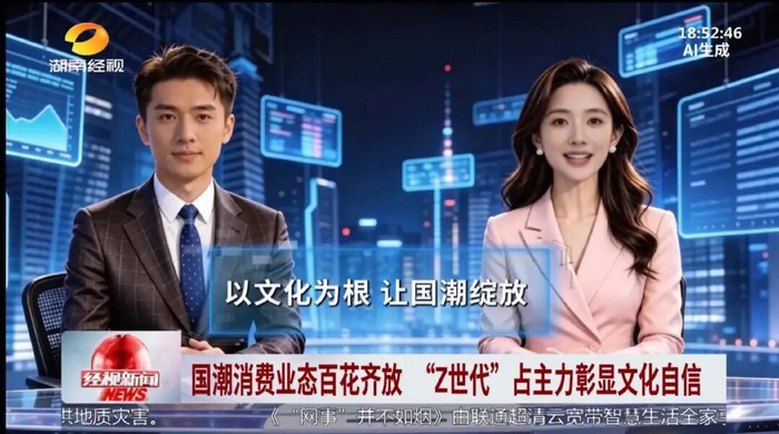 图：湖南经视AI主持人“声声”和“双双” 来源：芒果TV   
