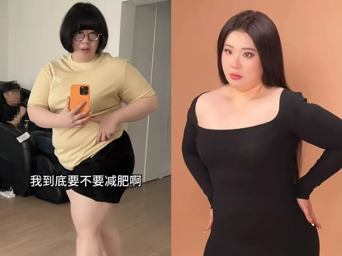 颜如晶减肥前（左）和减肥后（右）。图源：红星新闻