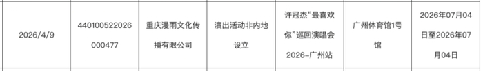 该场演出于4月9日获得营业性演出行政许可