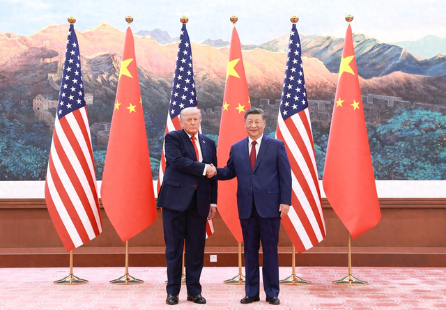 5月14日上午，国家主席习近平在北京人民大会堂同来华进行国事访问的美国总统特朗普举行会谈。新华社记者 丁林 摄