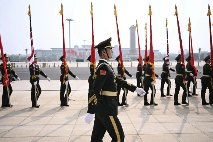 法新社拍摄的中国仪仗兵
