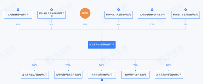 浙江朵薇护理用品有限公司股权全景图  图片来源：天眼查