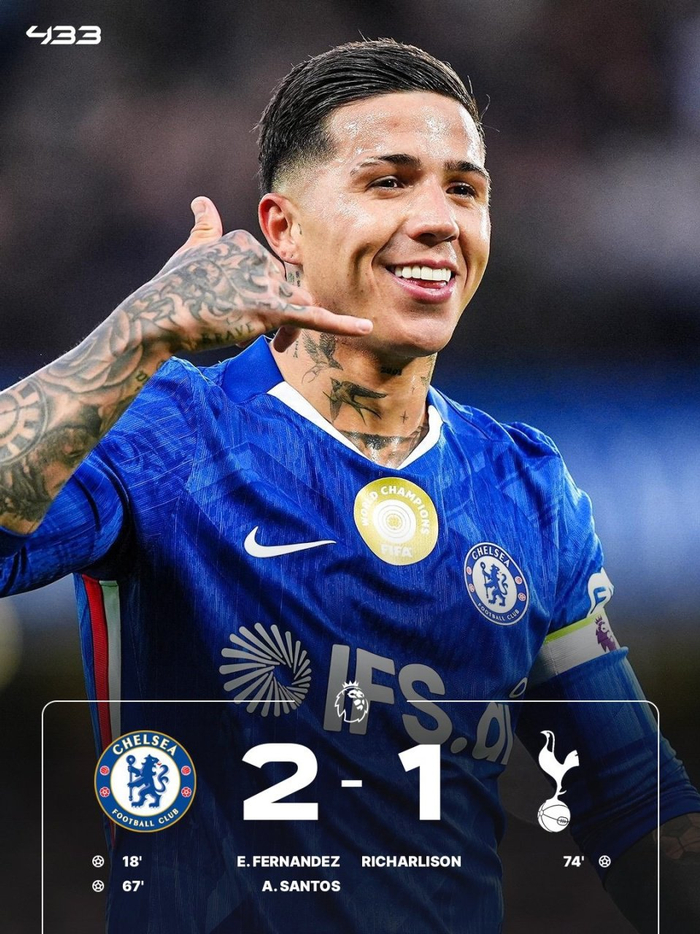 英超：切尔西2-1热刺