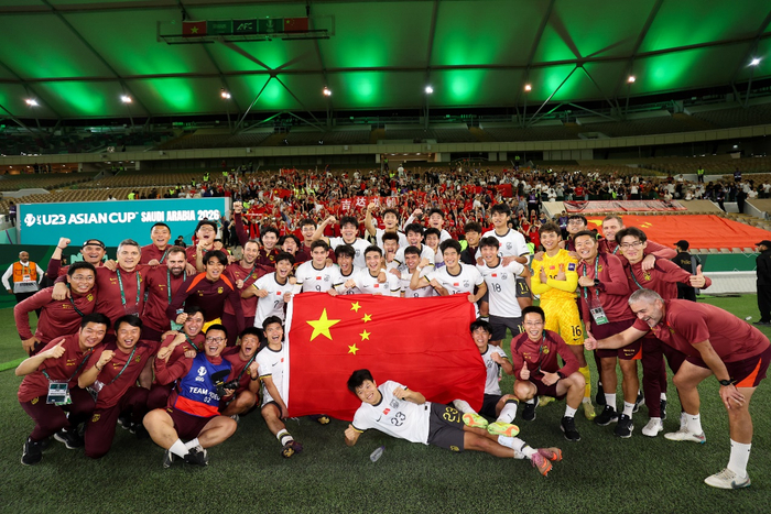U23国足在亚洲杯 图片来源：中国足协