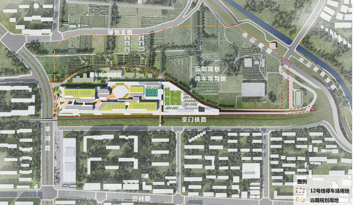 北京轨道交通12号线田村停车场综合利用项目区位图。北京市规划自然资源委海淀分局供图