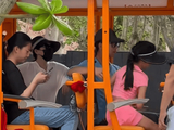 章子怡带全家三亚度假,和侄子侄女互动很亲,醒醒被晒黑但长个了