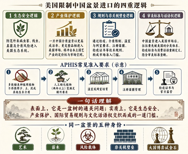 美国限制中国盆景进口的四重逻辑 作者制图 