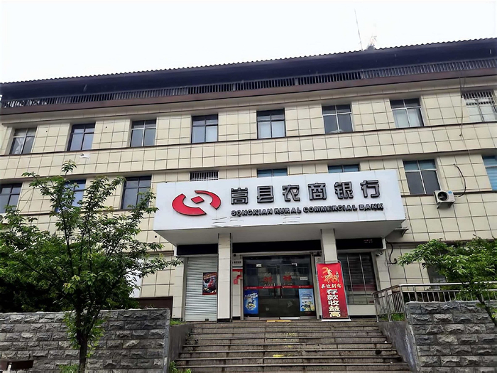 嵩县农商行何村支行，李某曾在此上班多年，而其骗取的多笔贷款正是由嵩县农商行何村支行发放。受访者供图