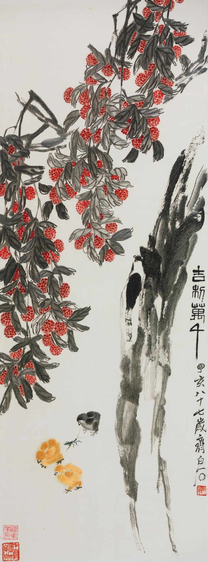 水墨绣《吉利万千》。受访者供图。