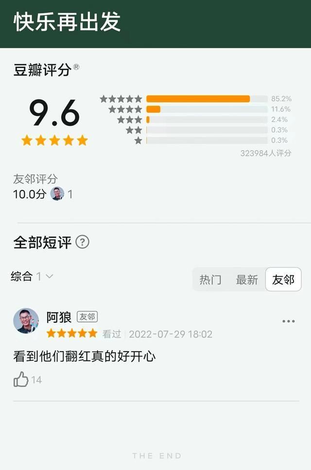 图为蓝鸿春为《快乐再出发》打分截图。