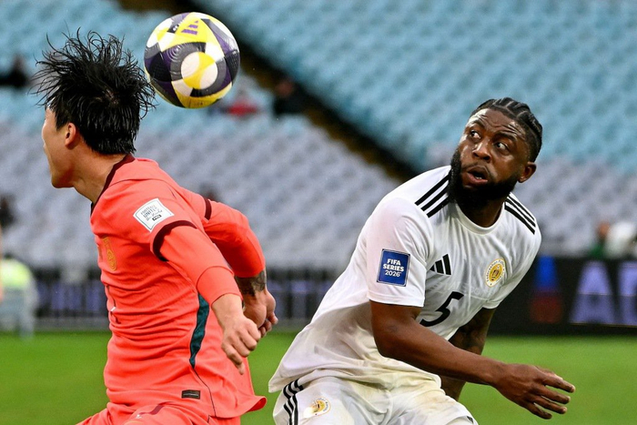 2026年3月27日，澳大利亚悉尼，2026FIFA系列赛第1轮，中国男足2：0库拉索男足。