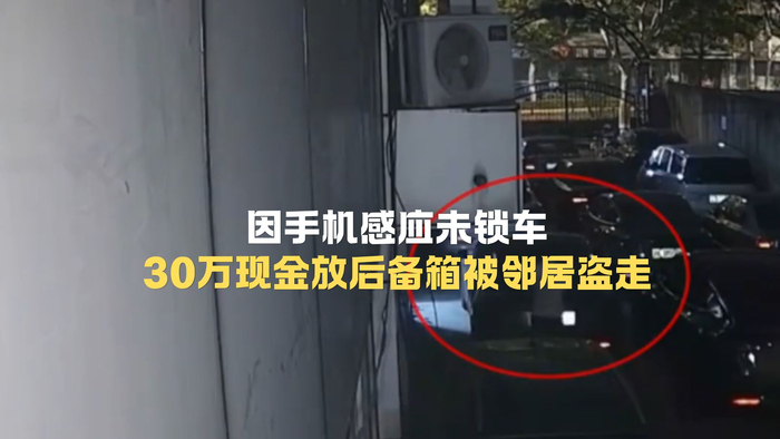 因手机感应未锁车，30万现金放后备箱被邻居盗走