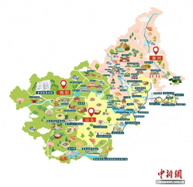 潮汕三市旅游资源地图。广东省文旅厅 供图