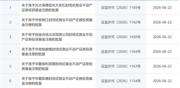 第二批商业不动产REITs获批。图/证监会官网