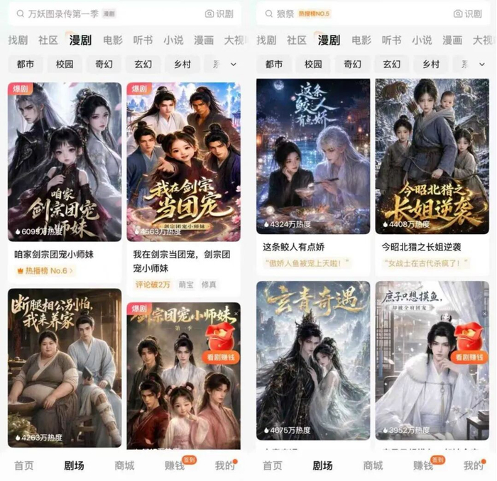 图：短视频平台的AI漫剧 来源：红果  