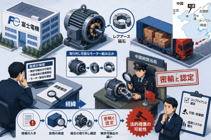 日媒绘制的富士电机走私稀土流程图。