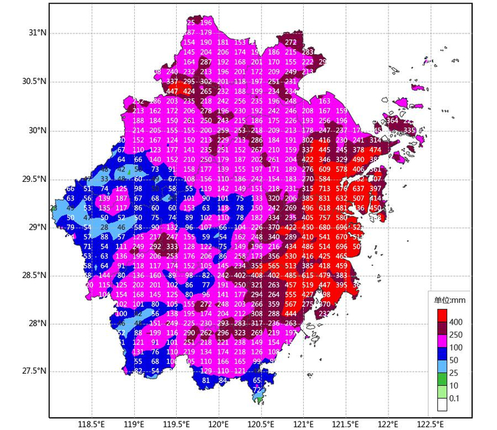 “白海豚”过程雨量图（截至11日6时）