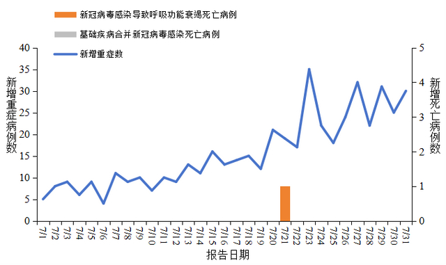 图3 全国新冠病毒感染新增重症和死亡病例报告情况