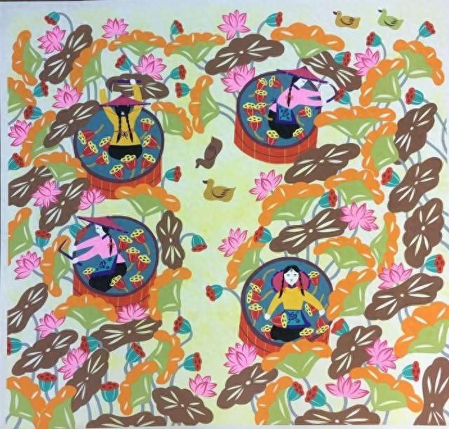 参展画作《莲》。中新网发 布鲁塞尔中国文化中心供图