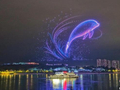 湖北宜昌：点亮夜空礼赞祖国