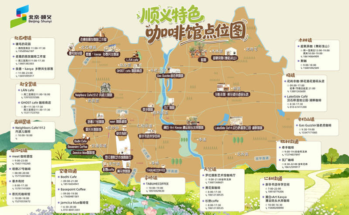 顺义特色咖啡馆点位图。顺义区委宣传部供图