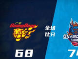 CBA最新战报，广东男篮68-74山东！徐杰8中1 胡明轩正负值全场最低