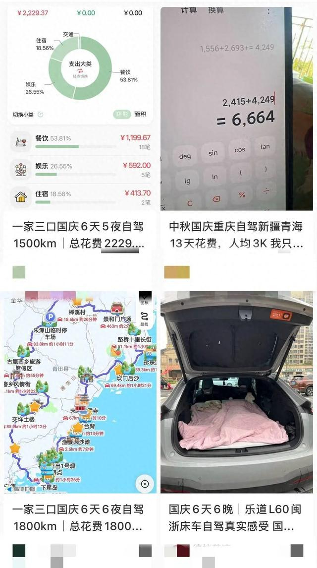 网友分享“床车”旅行账单（图源网络）