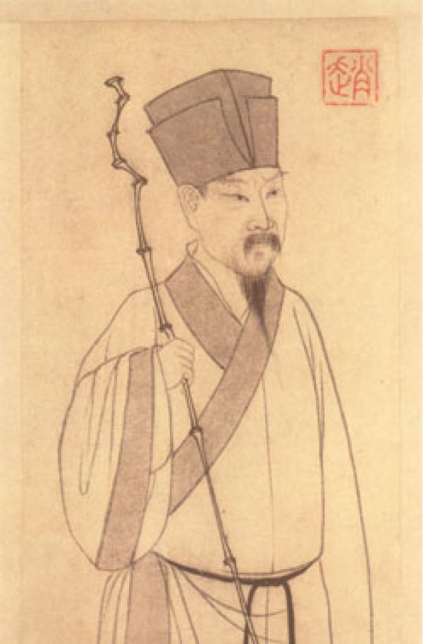 元代赵孟頫绘苏轼画像局部