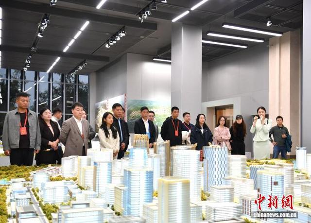 图为活动现场侨界青年代表在雄安新区启动区综合服务中心参观。中新社记者 韩冰 摄