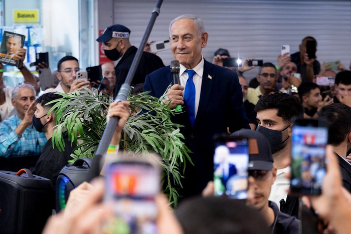 正在参加竞选活动的内塔尼亚胡&nbsp;视觉中国