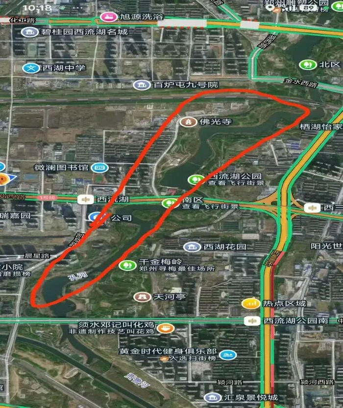 图中画圈处为西岗村被占土地大致范围（投诉人供图并标注）