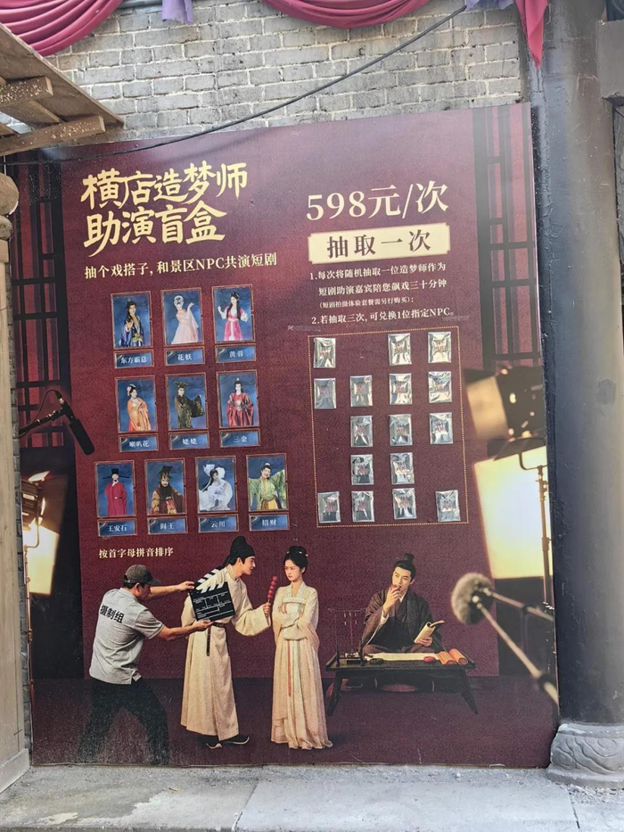 图 | 横店甚至还引入了“抽盲盒”模式，598元可抽一次配合演戏的NPC（演职人员）