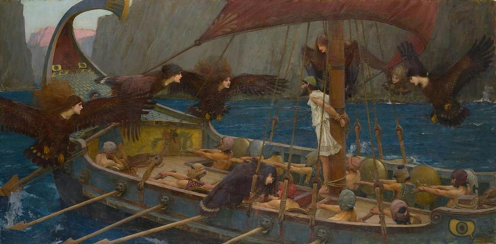 油画《尤利西斯和海妖塞壬》（Ulysses and the Sirens, 1891）