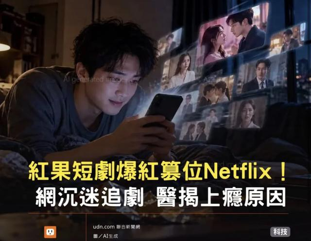 台媒关注红果短剧，表示其“篡位”Netflix。图片来源：台湾联合新闻网