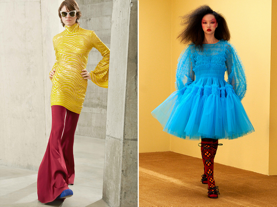 左：Stella McCartney 2021秋冬系列 右：Molly Goddard 2021秋冬系列