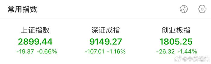 沪指跌0.65%再度失守2900点 深证成指、创业板指均跌逾1%