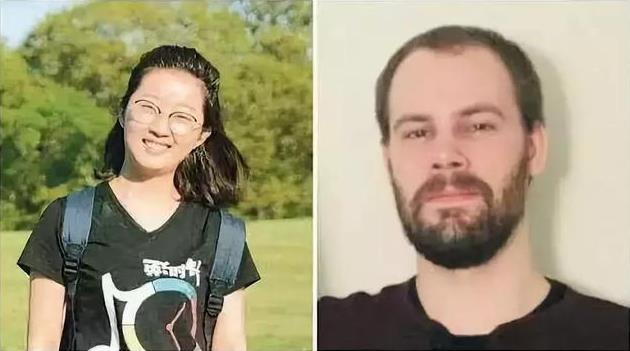 ↑受害者章莹颖（左）与嫌犯克里斯滕森