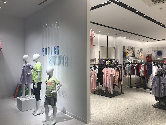 ”不可比喻“品牌服装展示陈列区。拍摄：黄姗