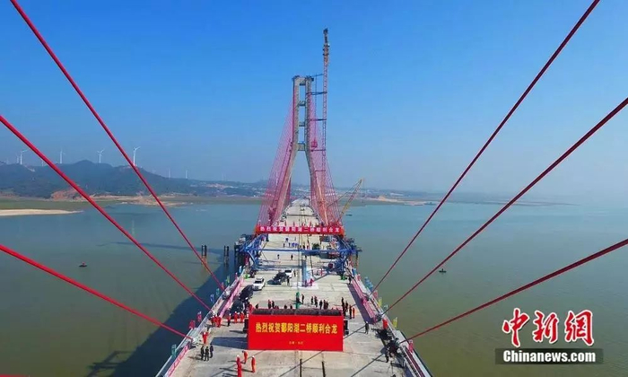  2018年11月28日，航拍合龙后的鄱阳湖二桥。刘占昆 摄