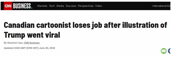 （CNN：有关特朗普的漫画走红后，加拿大漫画家失业了）