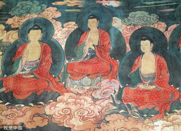 法海寺壁画中的佛众赴会图。（视觉中国）