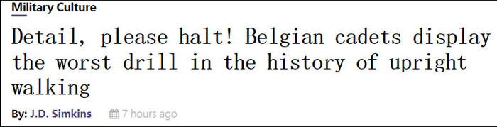 《军事时报》：全体队友，立定！比利时军校生展示直立行走史上最烂的队列