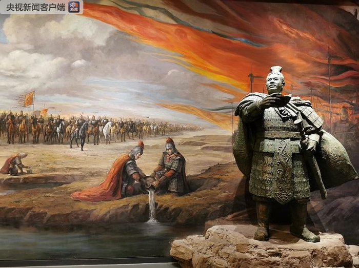 　　△相传在西汉时，汉武帝派骠骑将军霍去病率军出征匈奴。霍去病大败匈奴后，驻兵在现在城东的泉湖一带。捷报飞传长安，汉武帝大喜，赐御酒一坛。霍去病不愿独享，将酒倒入泉中，将士开怀畅饮，称为“酒泉”。酒泉市博物馆的一幅画描绘了这一场景。