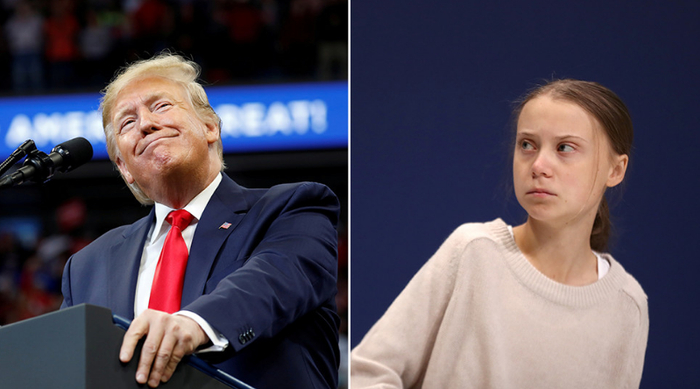  特朗普与瑞典环保少女格蕾塔（路透社）