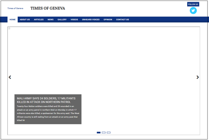 &nbsp;《日内瓦时报》官网已一片空白 图片来源：《日内瓦时报》官网
