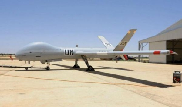 资料图片：联合国在马里部署的“赫尔墨斯”远程无人机。（联合国官网）